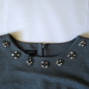 TALBOTS beaded design o-neck blouse